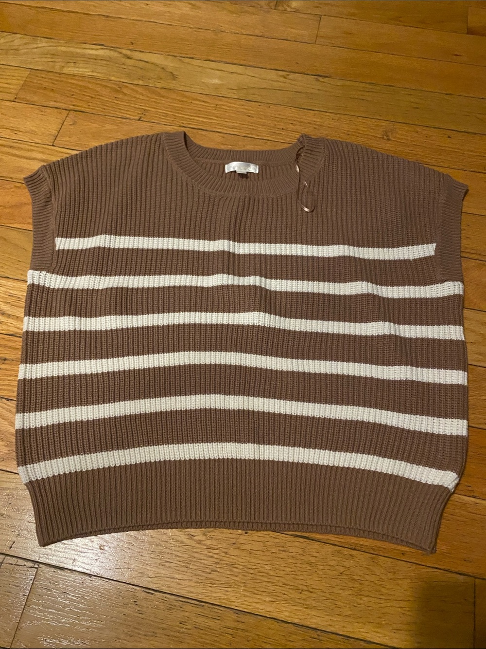 Women Brown & White Striped Knit Sweater